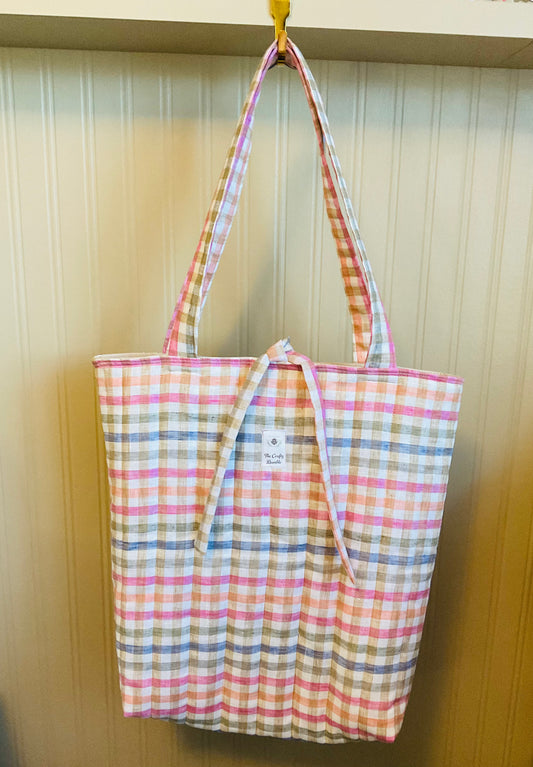 Quilted Tote Bag - Pretty Check
