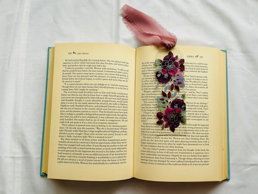 Acrylic Bookmark With Tassel - Purple Rose