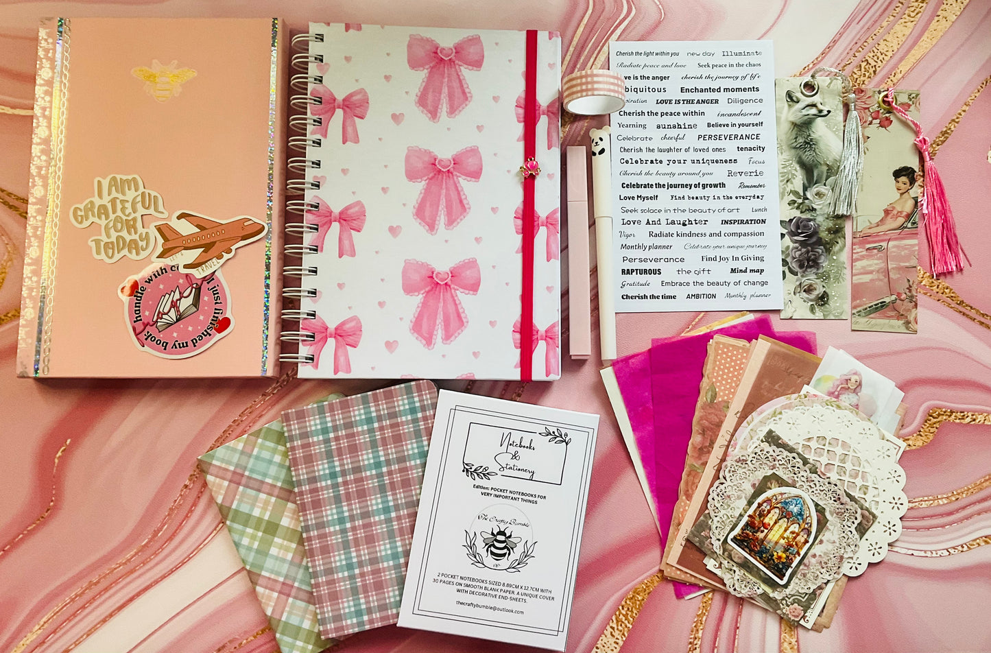 Pink Plaid & Bows - Journaling Kit