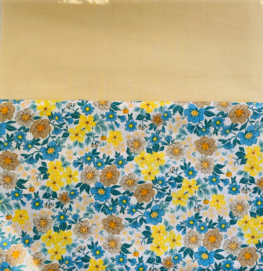 Quilted Tote Bag - Spring Bouquet and beige