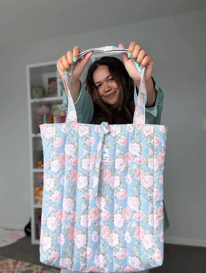 Quilted Tote Bag - Blue Sky