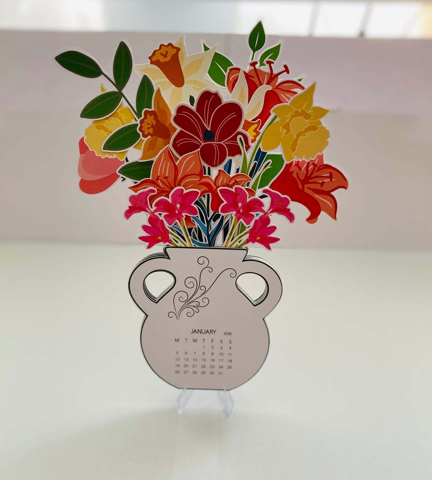 Flowers in vase - Desk Calendar - 2026