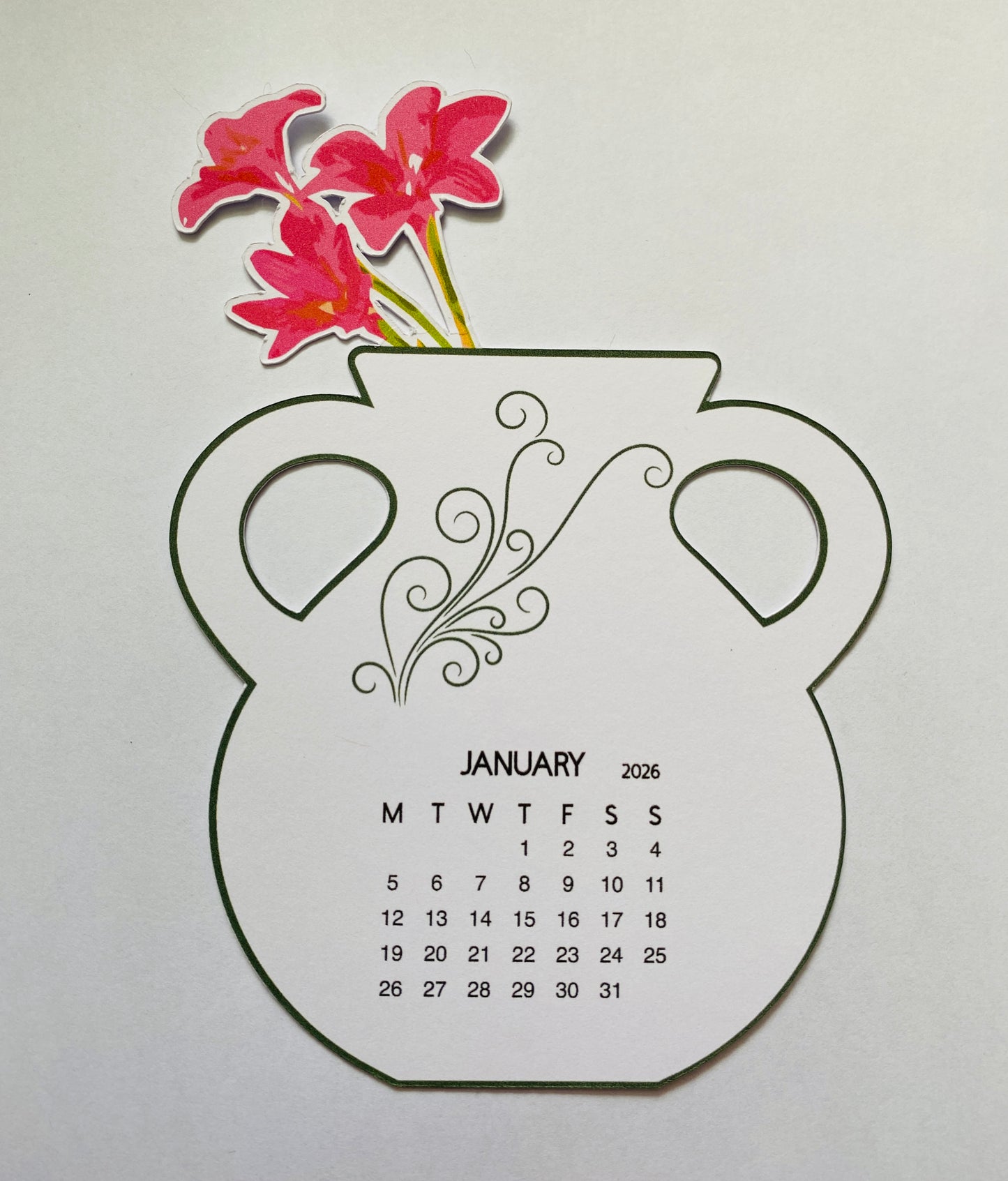 Flowers in vase - Desk Calendar - 2026