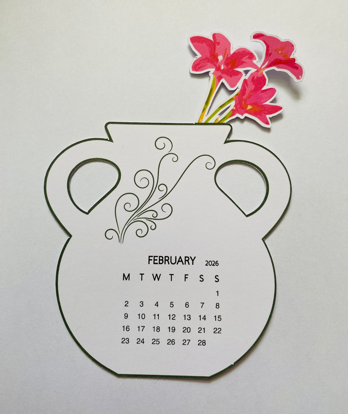 Flowers in vase - Desk Calendar - 2026
