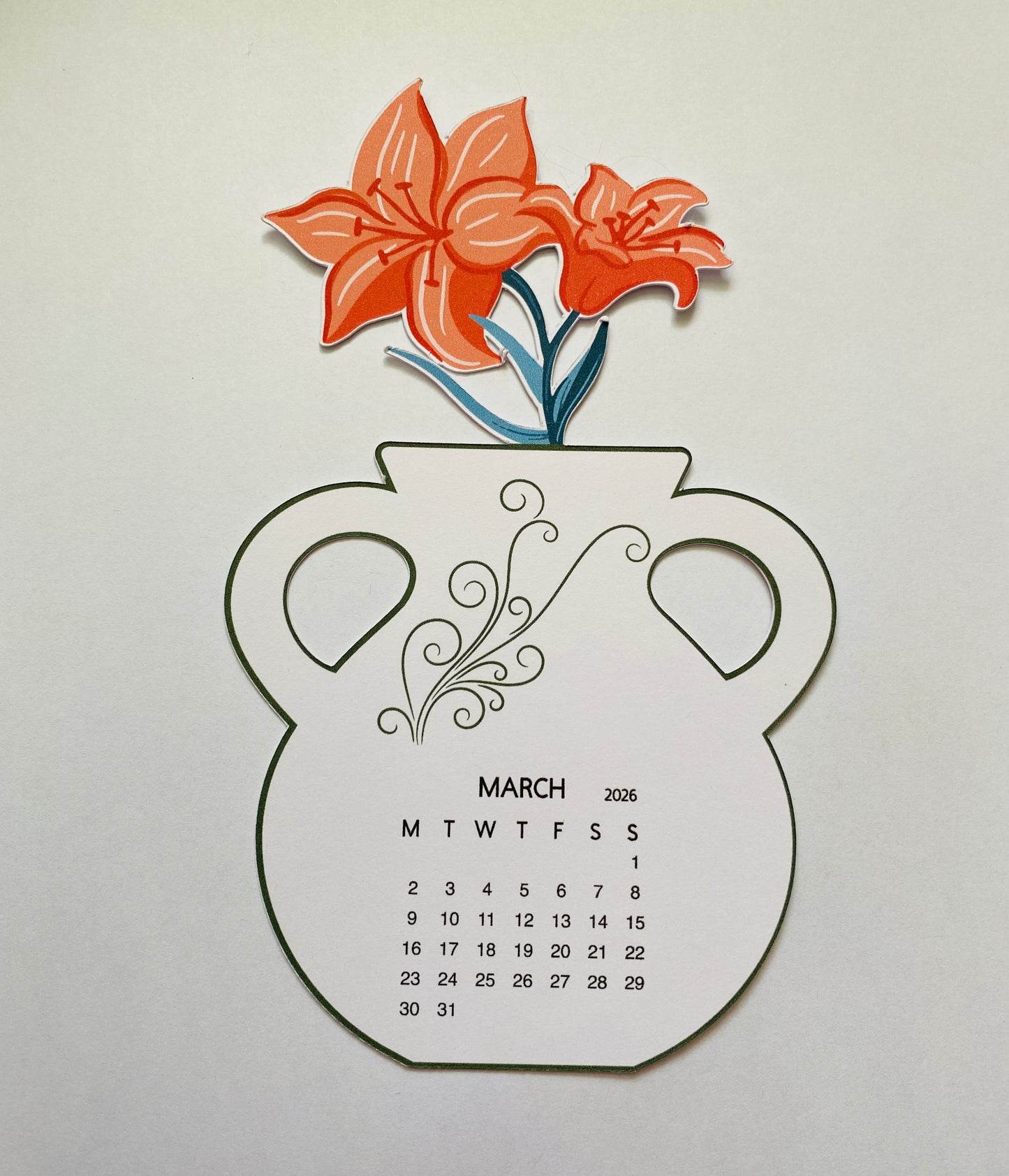 Flowers in vase - Desk Calendar - 2026