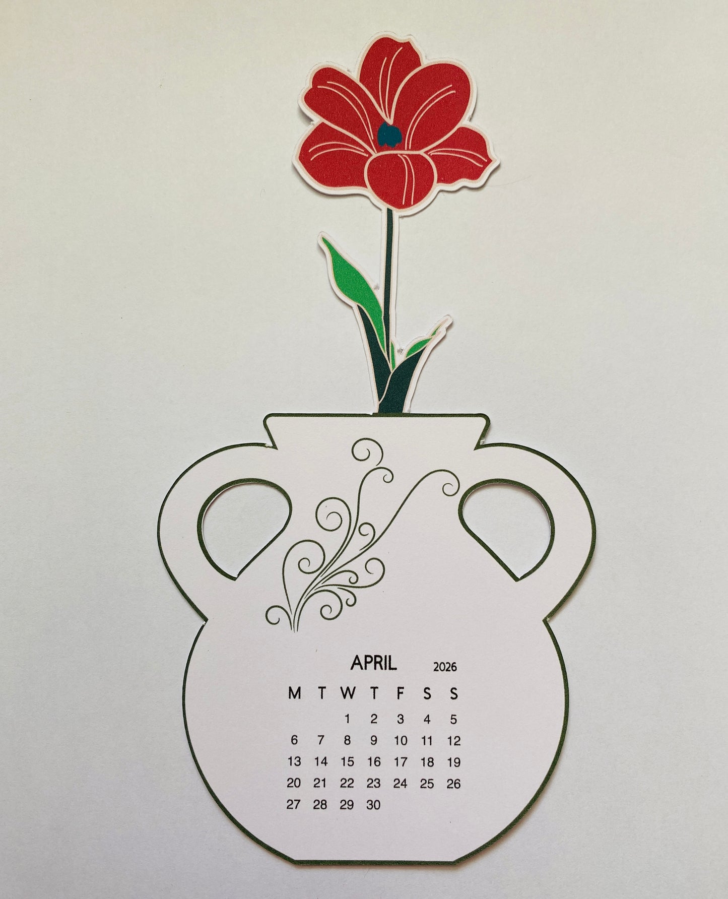 Flowers in vase - Desk Calendar - 2026