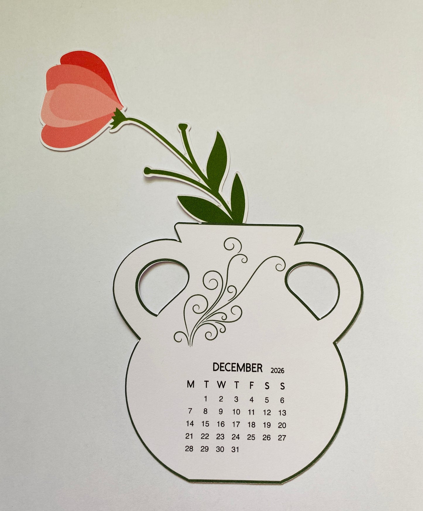 Flowers in vase - Desk Calendar - 2026
