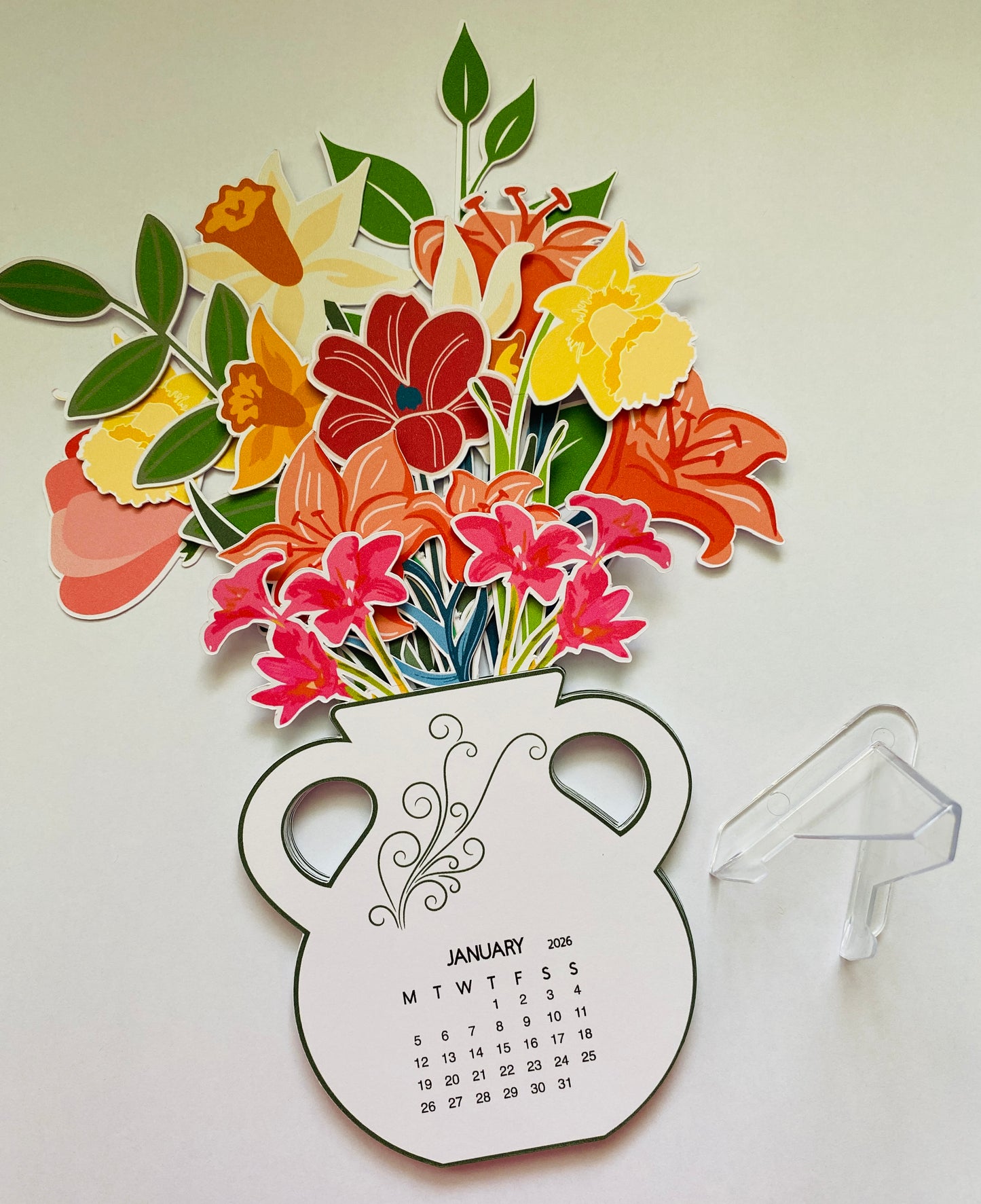 Flowers in vase - Desk Calendar - 2026