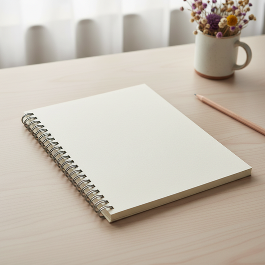 A5 notebook with blank cover, spiral bound