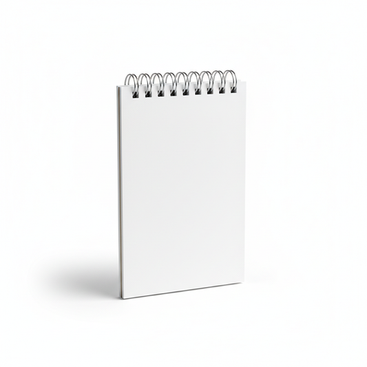 An A6 top flip spiral notepad with blank cover